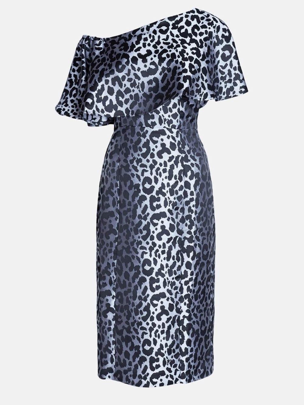 Leopard Print One Shoulder Midi Dress